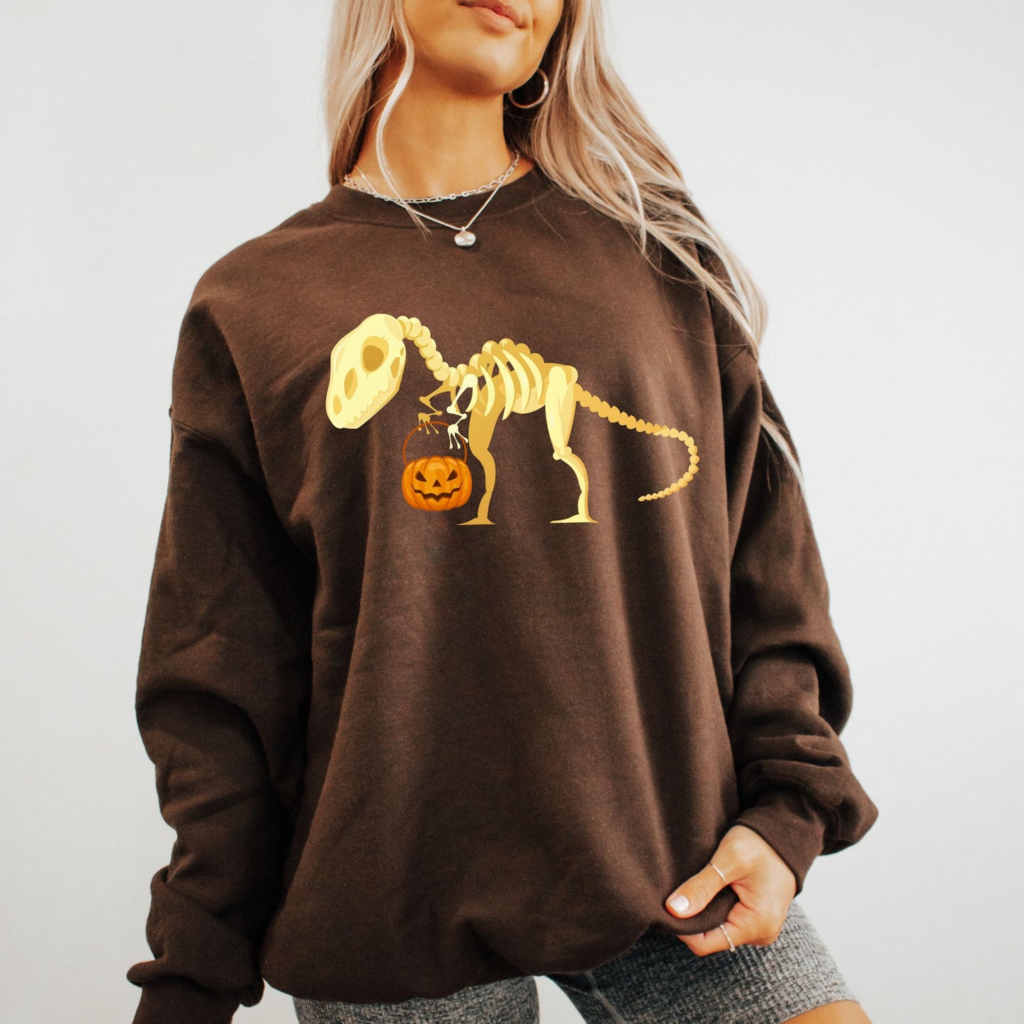 Dino Skeleton Trick-or-Treat 12:2 Sweatshirt