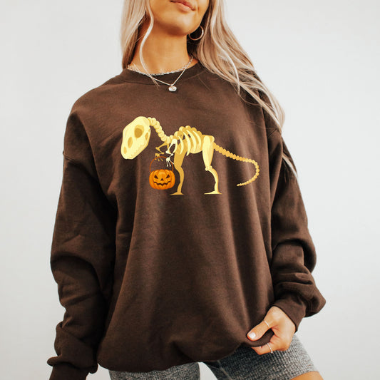 Dino Skeleton Trick-or-Treat 12:2 Sweatshirt