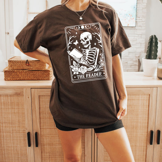 The Reader Tarot Skeleton T-Shirt